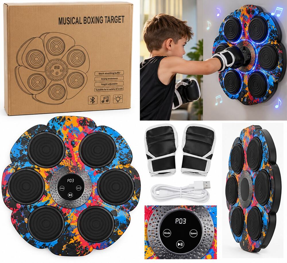 Musical Boxing Target with Gloves – Bluetooth Music Interactive Punching Trainer